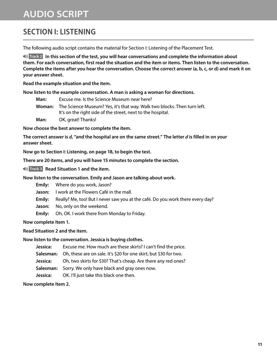 Evolve Placement Test - sample page 1